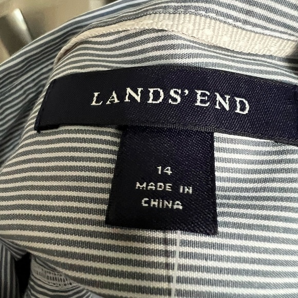 Lands’ End: NEW Women Blue and White Stripe Button Down Shirt Dress. Size 14 - Picture 8 of 10